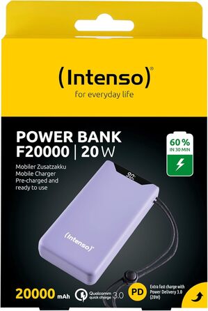 Powerbank Intenso F10000: акумулятор 10000mAh з PD 20W та QC 18W, USB-C та USB-A, жовтий