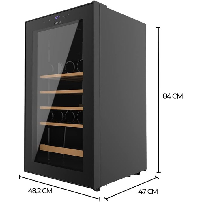 Cecotec Bolero GrandSommelier 36000 Wine Cooler - 95 Liter, Compressor, Touch Control, LED, Black - 36 Bottles