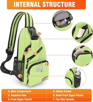 Сумка-слінг через плече, рюкзак для жінок та чоловіків, зелена, з оксфордської тканини. Ідеально для спорту, подорожей та повсякденного використання