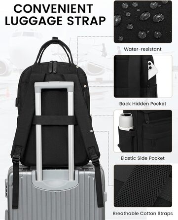 Жіночий рюкзак LOVEVOOK 15.6' для ноутбука, подорожей, роботи: водонепроникний, елегантний, для школи, університету, офісу (бежевий, хакі)