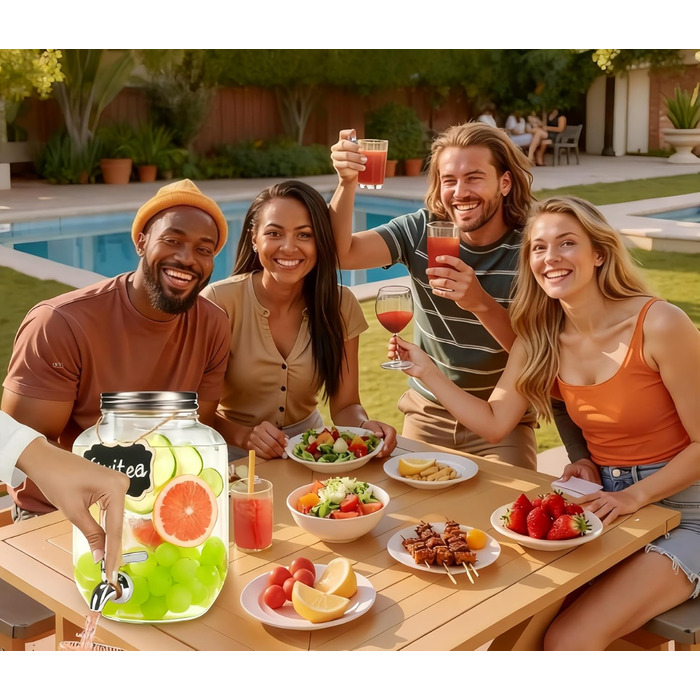 2 x 4L скляний диспенсер для напоїв зі стійкою, диспенсер для води, соку, домашніх напоїв, для вечірок, весіль, 4L, 2 шт.