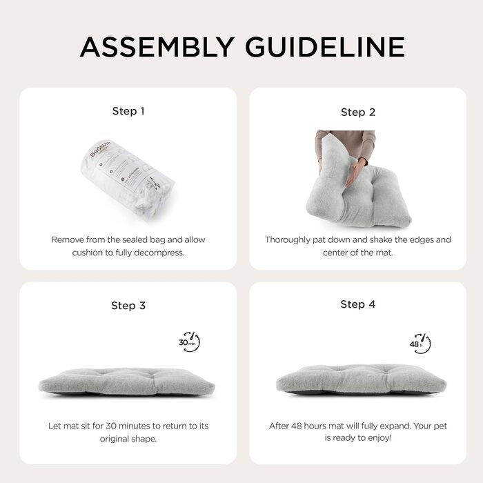 Крісло-лежанка для собак BEDSURE XL - велике, 104x69x8 см, сіре. Лежанка для собак з антиковзним дном, м'яка та зручна.