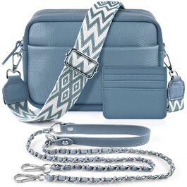 Сумка жіноча через плече BROTOU зі шкіри, чорна. Маленька сумка crossbody з широким ременем та відділеннями для карт