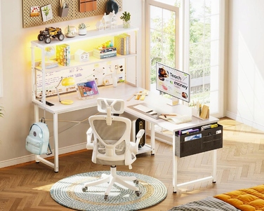 Кутовий ігровий стіл L-подібний 135x100 см з LED-підсвіткою, міцний