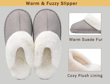 Тапочки домашні Donpapa для жінок та чоловіків, зимові, теплі, з м'якою устілкою з піною пам'яті, з імітацією овечої шкури, антиковзаючі, для дому та вулиці (40.5/42 EU, світло-сірі)