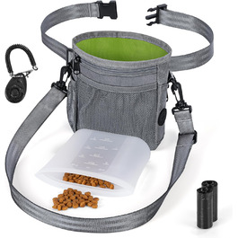 Набір для собак: сумка для ласощів, клікер, диспенсер для відходів, сумка на пояс (сіро-зелений внутрішній кишеньковий відсік)