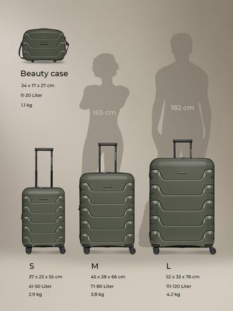 Чемодан тріумф SMARTBOX Olive L (76 см), розширюваний, 111-120 л, поліпропілен, 4 колеса, TSA-замок, 4.2 кг