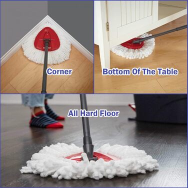 Spin Mop Replacement Head, 6 Pieces, Refill Pack, compatible with Ocedar Triangle Swivel Mops 100% Microfiber Swivel Mop Refill Pack, Deep Cleaning, machine washable and easy to replace