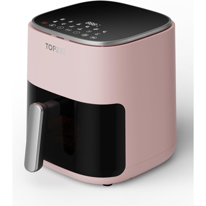 Фритюрниця повітряна 12-в-1, 5.5 л, рожева - компактна для 2-4 осіб, з антипригарним покриттям, безпечна для миття в посудомийній машині