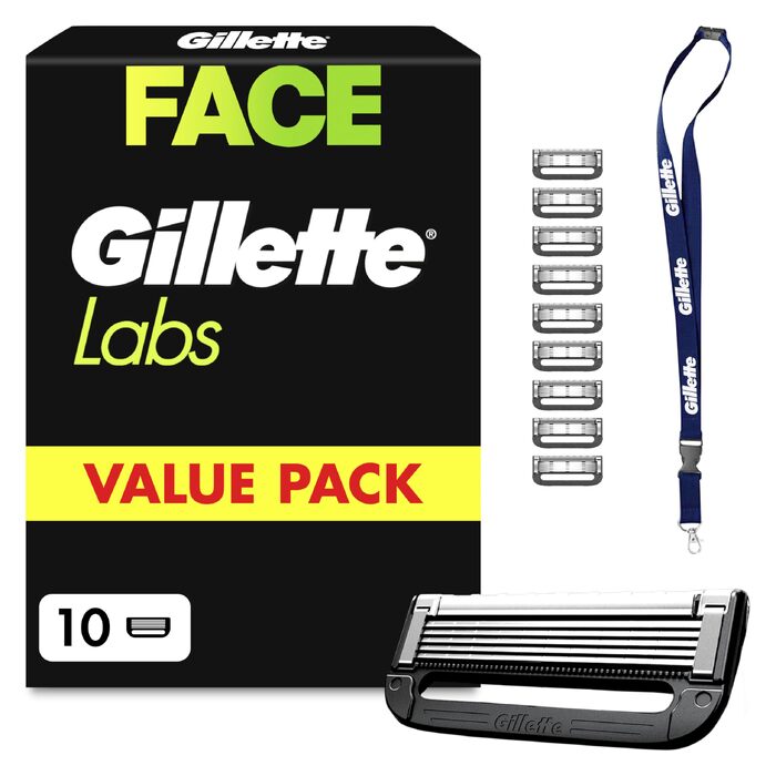Смінні леза для чоловічої бритви Gillette Labs, чорні, 10 шт. + брелок у комплекті