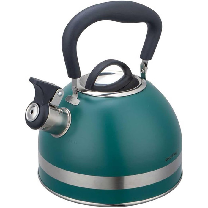 Чайник Kinghoff 1.8L з нержавіючої сталі, Induktion, з свистком, матовий зелений, KH-1855