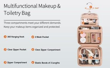 Сумка-органайзер для косметики та туалетних аксесуарів, дорожня косметичка на блискавці (рожеве золото)