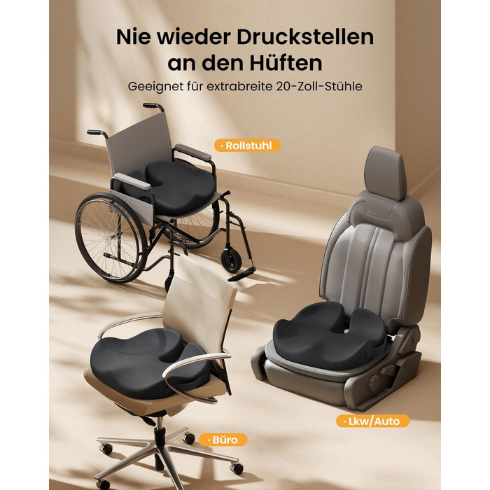 Крісло-подушка ProtoArc для офіса та авто, X-Large, з пам'яті ефектом, чорний, ергономічна підтримка спини