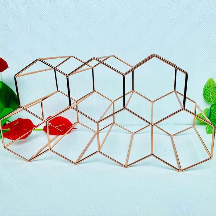 Metal Wine Rack, Freestanding Wine Bottle Holder, Table Wine Rack, Countertop Wine Bottle Holder, Wine Rack, for Bar, Wine Cellar, Living Room, Kitchen, Basement (Rose Gold)