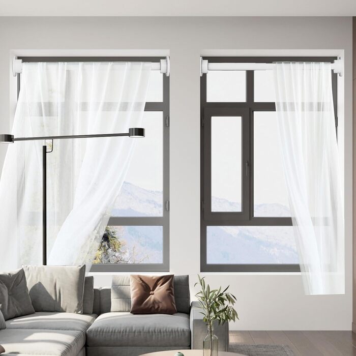 Розсувна штанга для карнизів Onpira® без свердління – телескопічна штанга в 5 розмірах (40–240 см) та 3 кольорах – універсальна телескопічна штанга для вікон та штор, біла або чорна (125-240 см, біла)