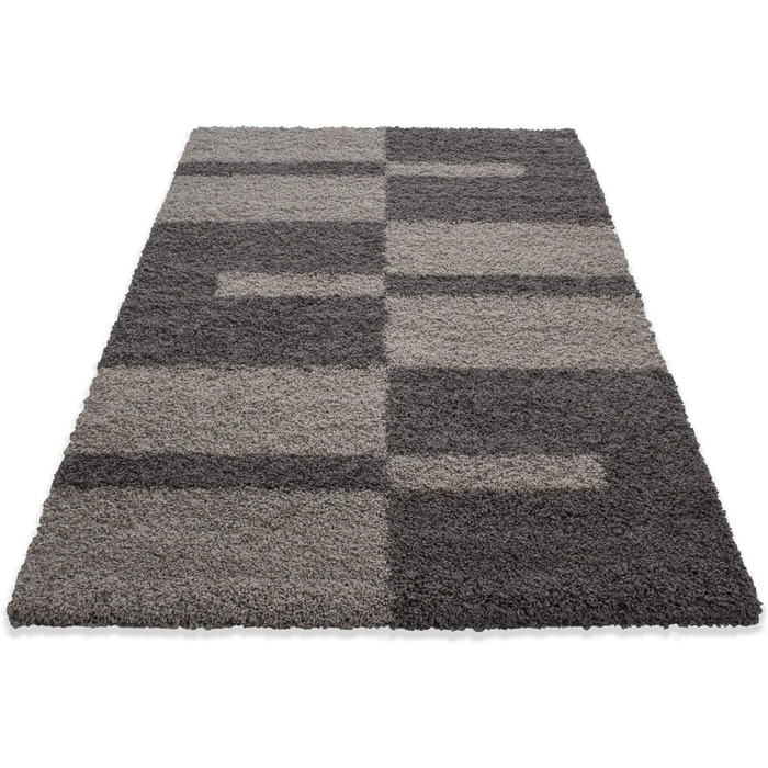 Шкіряний килим HomebyHome для вітальні 140x200 см - м'який, пухнастий, антрацитовий, для спальні, кухні, під ліжко