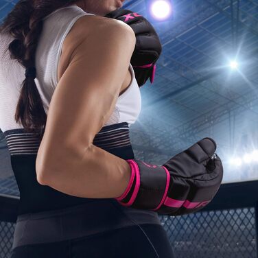 Боксерські рукавички RDX Profi MMA для тренувань, спарингу, кикбоксингу та муай-тай. Шкіряні, чорні, розмір M