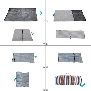 Пікнікова ковдра LIYUABU 150x200 см, водонепроникна, смугаста, велика пляжна, кемпінгова, піщанонепроникна, з ручкою для перенесення, для пікніка, відпочинку, пляжу, парку
