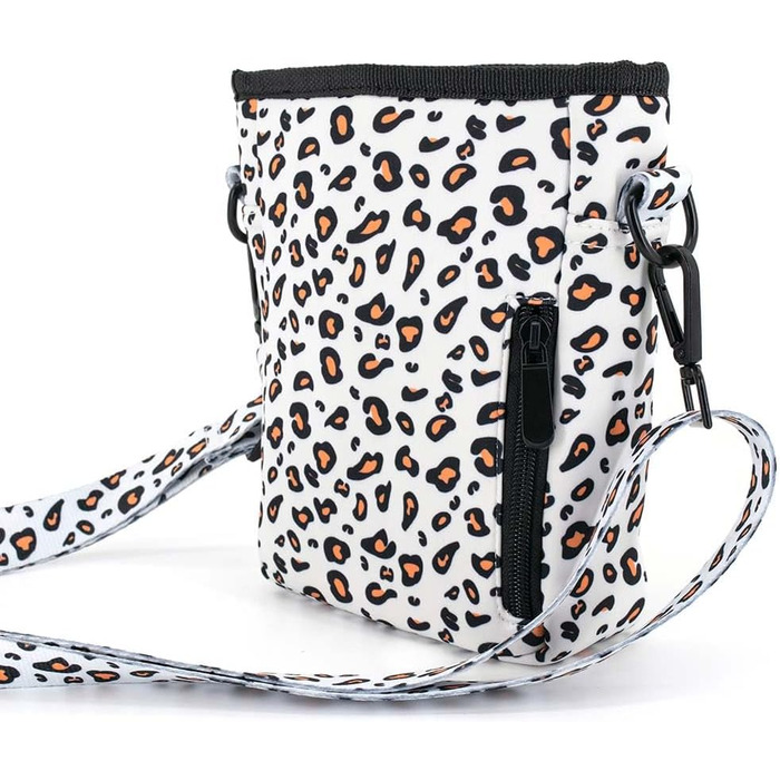 Сумка для ласощів для собак COOWONE Leckerlibeutel, з тримачем для відходів, на пояс, для прогулянок та тренувань, біла, леопардовий принт 2.0