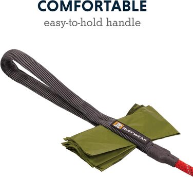 RUFFWEAR Knot-a-Leash, reflective rope dog leash with carabiner clip, length: 1.5 m, strength: 7 mm, Obsidian Black (Small, Rot Sumac)