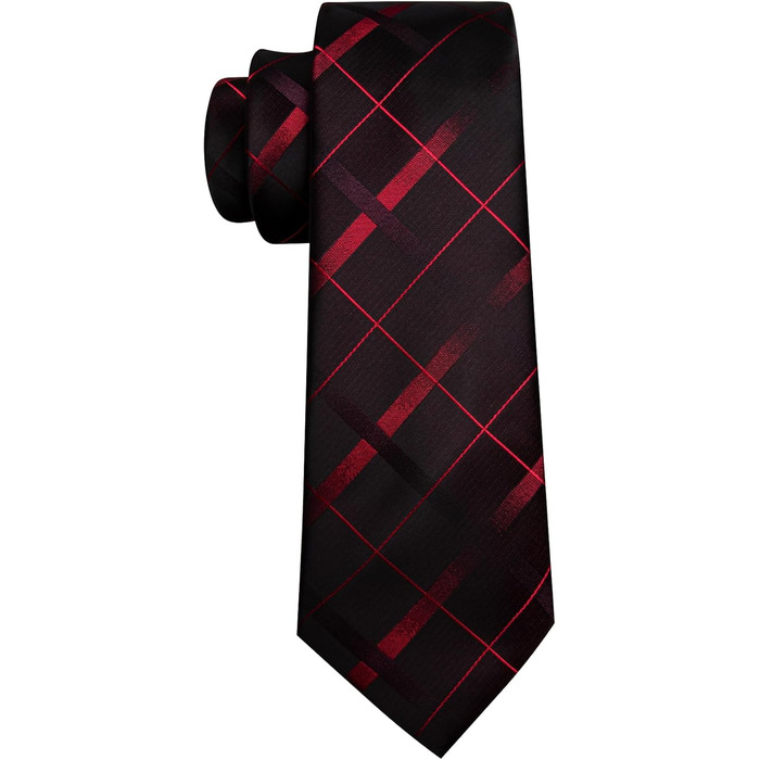 Краватка та нагрудна хустинка Hi-Tie для весілля, класичний стиль, квітковий принт, чорно-червоний каре, для чоловіків