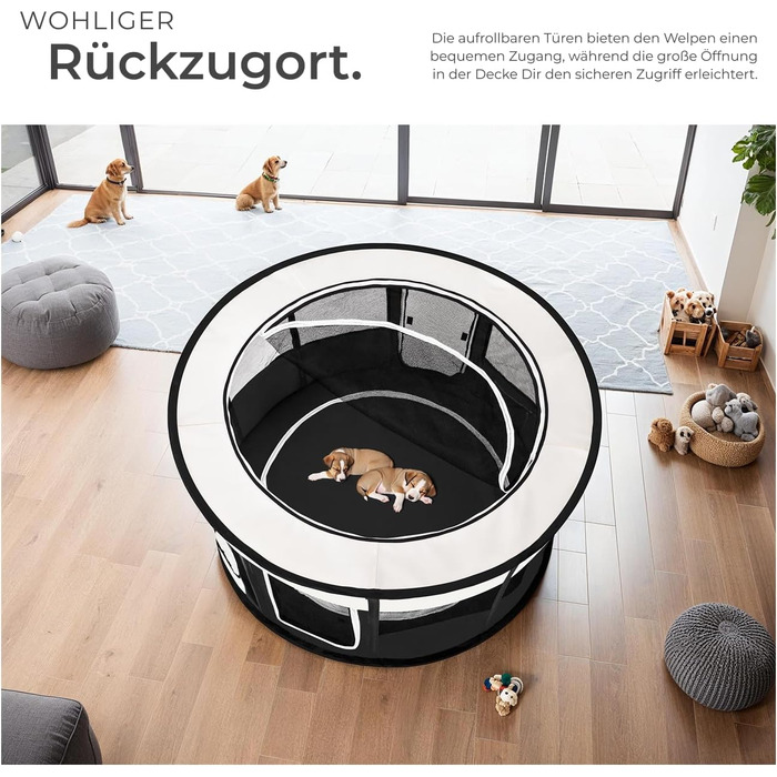 Тектейк® вольєр для цуценят, аксесуари для собак, вольєр для собак, складаний, для дрібних тварин, таких як кролики, коти, як вольєр для вигулу, для кроликів, морських свинок - Чорний Чорний | № 402438