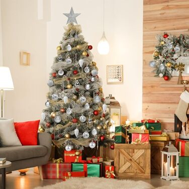 100 шт. прикраси для ялинки: кулі, верхівка, чорний набір, сріблястий, розбиваємий, для підвішування