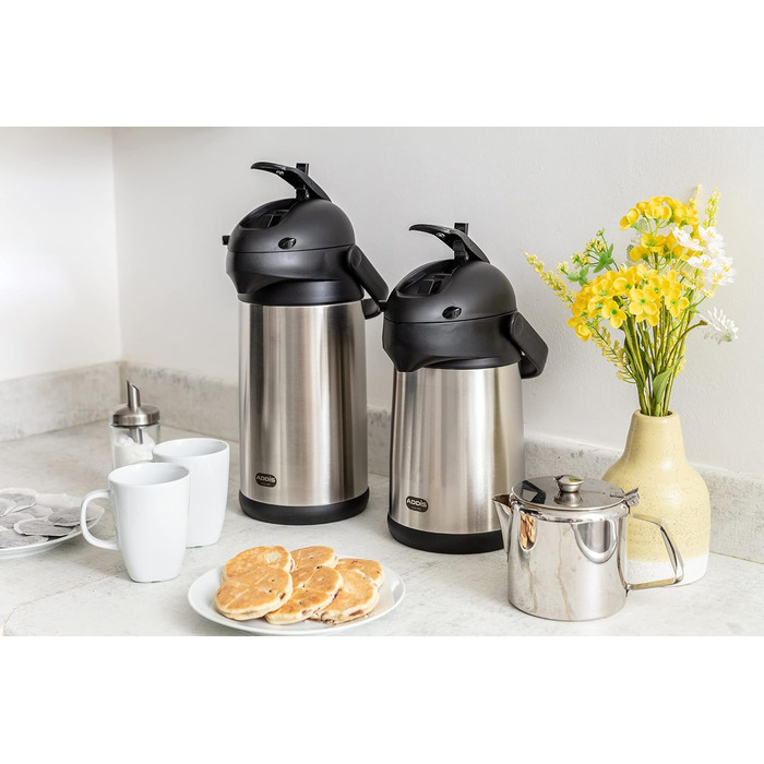 Emsa 637301600 President Insulated Pump Carafe | Capacity: 3 Liters | 12 hours hot | Detachable pump head | Integrated carrying handle | Stainless steel/Black