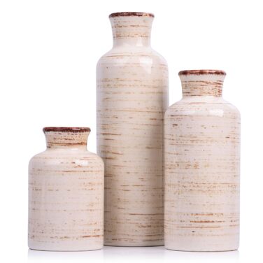 Набір керамічних ваз – 3 шт. Вази в стилі фермерський дім, декор для дому, вітальні, столу, каміну та входу (Hp009)