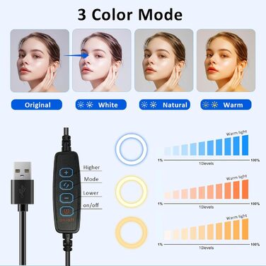 Кільцеве світло для столу з телескопічним штативом, Hola-світло для телефону, селфі, ноутбука, Zoom, відеодзвінків, макіяжу, TikTok та стрімінгу