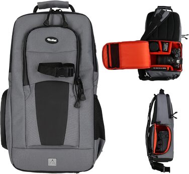 Сумка-слінг Rollei Fotoliner Ocean: фоторюкзак з перероблених пластикових пляшок (45 шт.), сірий, з дощовиком