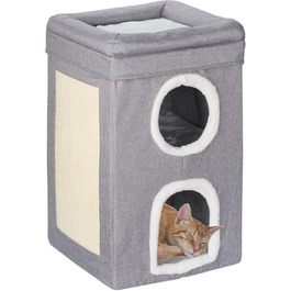 Кігтечка для котів Relaxdays з 2 кігтечками та відкритою платформою, сіра/біла, 63x40x40 см