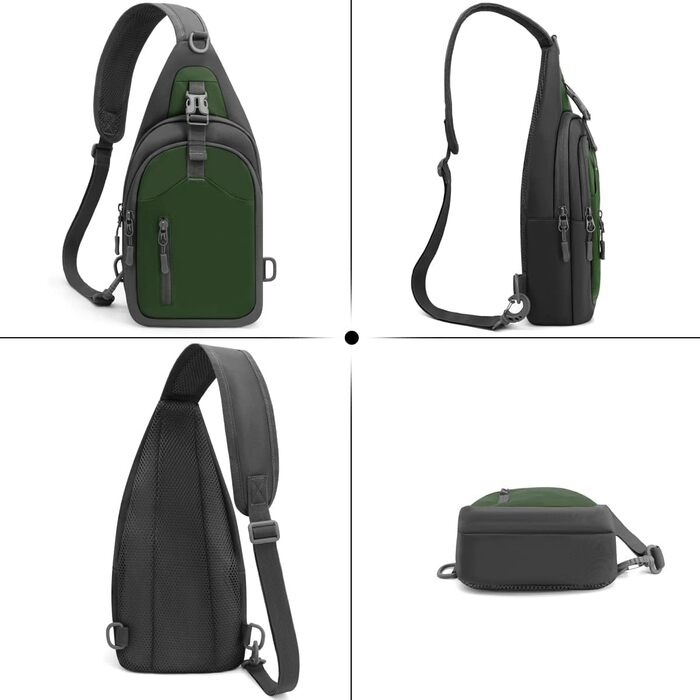 Чоловіча нагрудна сумка-рюкзак на плече, Crossbody Bag, для активного відпочинку, велоспорту, прогулянок з собакою (темно-зелений)