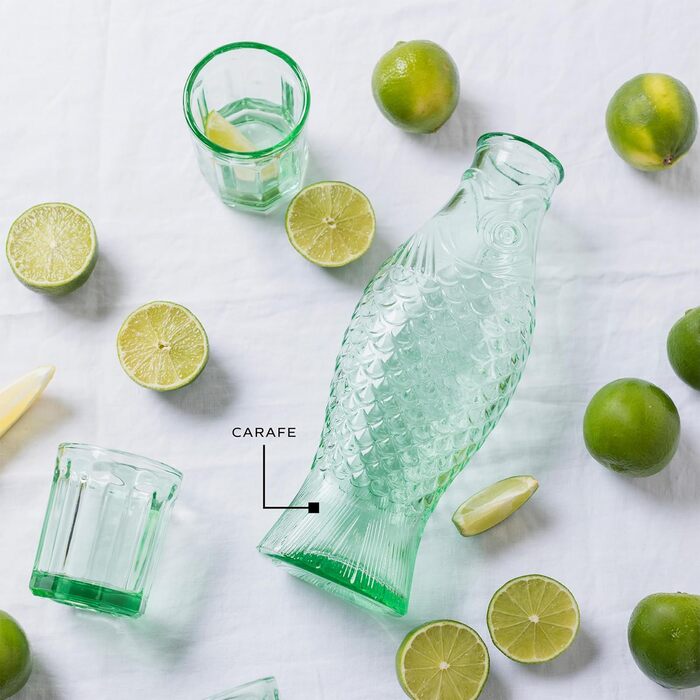 Glass Giraffe for Iced Tea without Lid | Fish & Fish Glasses | Wine Decanter 0.85 Liter | Clear Bottle for Hot and Cold Drinks like Coffee Carafe or Filtered Water | For the Beverage Refrigerator