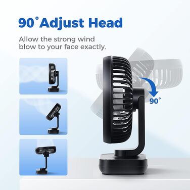 USB вентилятор OCOOPA Ultra Leise - портативний міні-вентилятор для столу, дому та офісу, 4 швидкості, 4000mAh, чорний/темно-синій