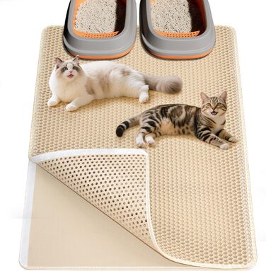 Килимок для котячого туалету Ycozy Katzenklo Matte XL 90x60 см EVA з подвійним шаром, водонепроникний, легко миється, бежевий