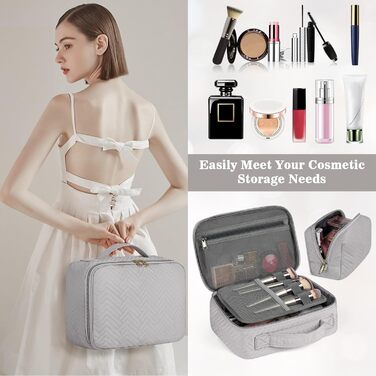 IGOLUMON Косметичка для жінок, велика водонепроникна сумка для макіяжу на 2 шт. (сіра)