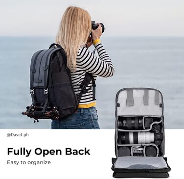 Рюкзак для фотокамери K&F Concept, сумка для фотографа, 20L, з відділенням для ноутбука 15-15.6 дюймів, сумісний з Canon/Nikon/Sony/DJI Mavic