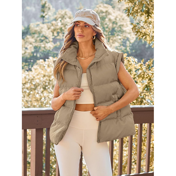Жіноча жилетка AUTOMET: стильна осіння куртка, безрукавна модель, тепла зимова верхня одежда, колір хакі, розмір S
