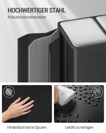 Відро для сміття з сортуванням 60 л, нержавіюча сталь, з педаллю, 2 відділення, SW06099E (Чорний)