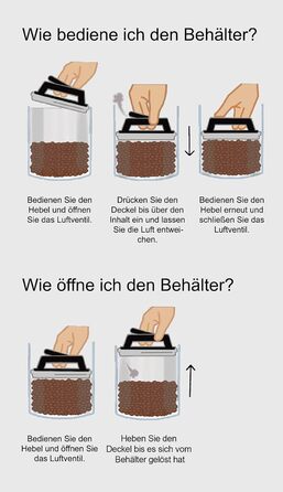 Контейнер для кави KC Kitchen & Co. – герметичний, 1700 мл, нержавіюча сталь, вакуумний клапан, для кави, чаю, цукру, мюслі, матовий чорний