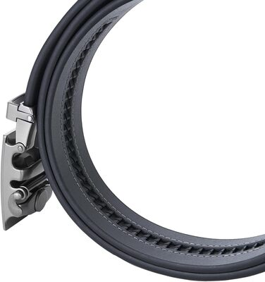 Чоловічий шкіряний ремінь VRLEGEND з автоматичною застібкою (ратинг) без дірок для ділового костюма, розмір регулюється, з подарунковою коробкою, сірий