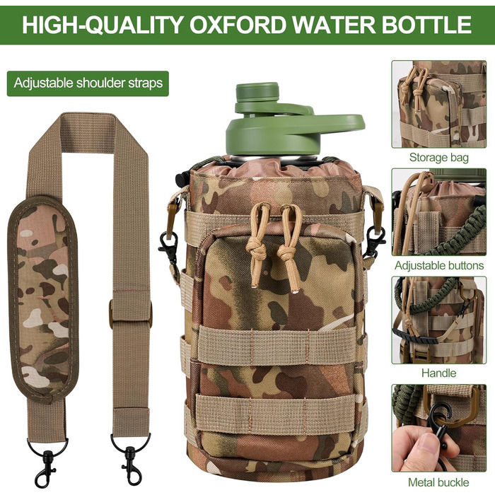 Kalawen Stainless Steel Water Bottle 2.2L Sports Bottle Fitness Water Bottle Leak-Proof Keeps 48h Thermo and 24h Cold Water Bottle Sports BPA Free Water Bottle Outdoor Carbonated Suitable