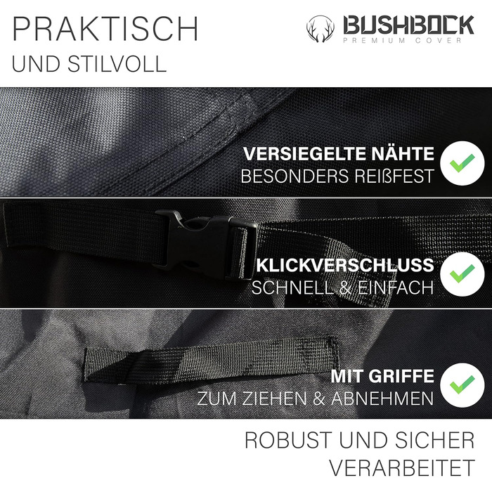 BUSHBOCK Преміум чохол для гриля Weber Spirit 210/215, водонепроникний, захист від УФ, 80x70x115 см, чорний, аксесуари для газового гриля