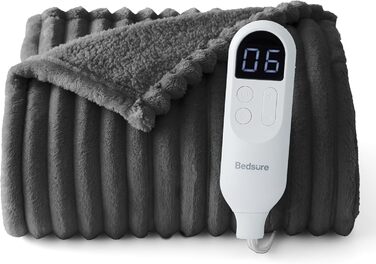 Електрична ковдра BEDSURE з автовимкненням, 130x180 см, сіра - ідеальний подарунок для мами на Різдво