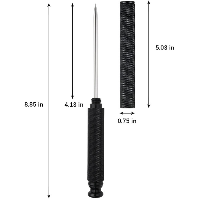 Aluminum Alloy Ice Pick Handle with Stainless Steel Blade and Safety Cover, Ice Tool, Kitchen Tool for Restaurant, Bar, Home (black)