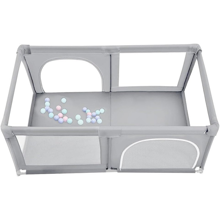 Лягувачка для цуценят з дверцятами, 180 x 120 x 66 см, сірий колір. Міцна, з нейлону, для собак та цуценят, легко миється.