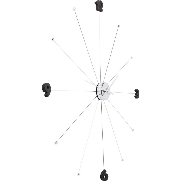 Kare Design Wall Clock Like Umbrella, 100cm Diameter, Clock, Modern, Minimalist, Aluminum Frame, Round, Battery not included (Chrome)