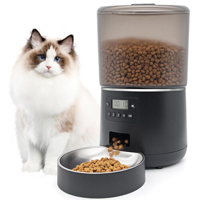 Автомат для годування котів з таймером – 4L, програмований, точний контроль порцій, чорний