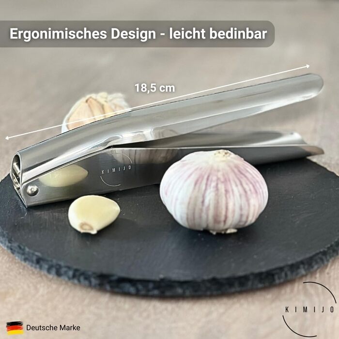 Прес для часнику з нержавіючої сталі - миється в посудомийній машині, стійкий до іржі - міцний та ергономічний, для легкого подрібнення - ідеальний для свіжого часнику